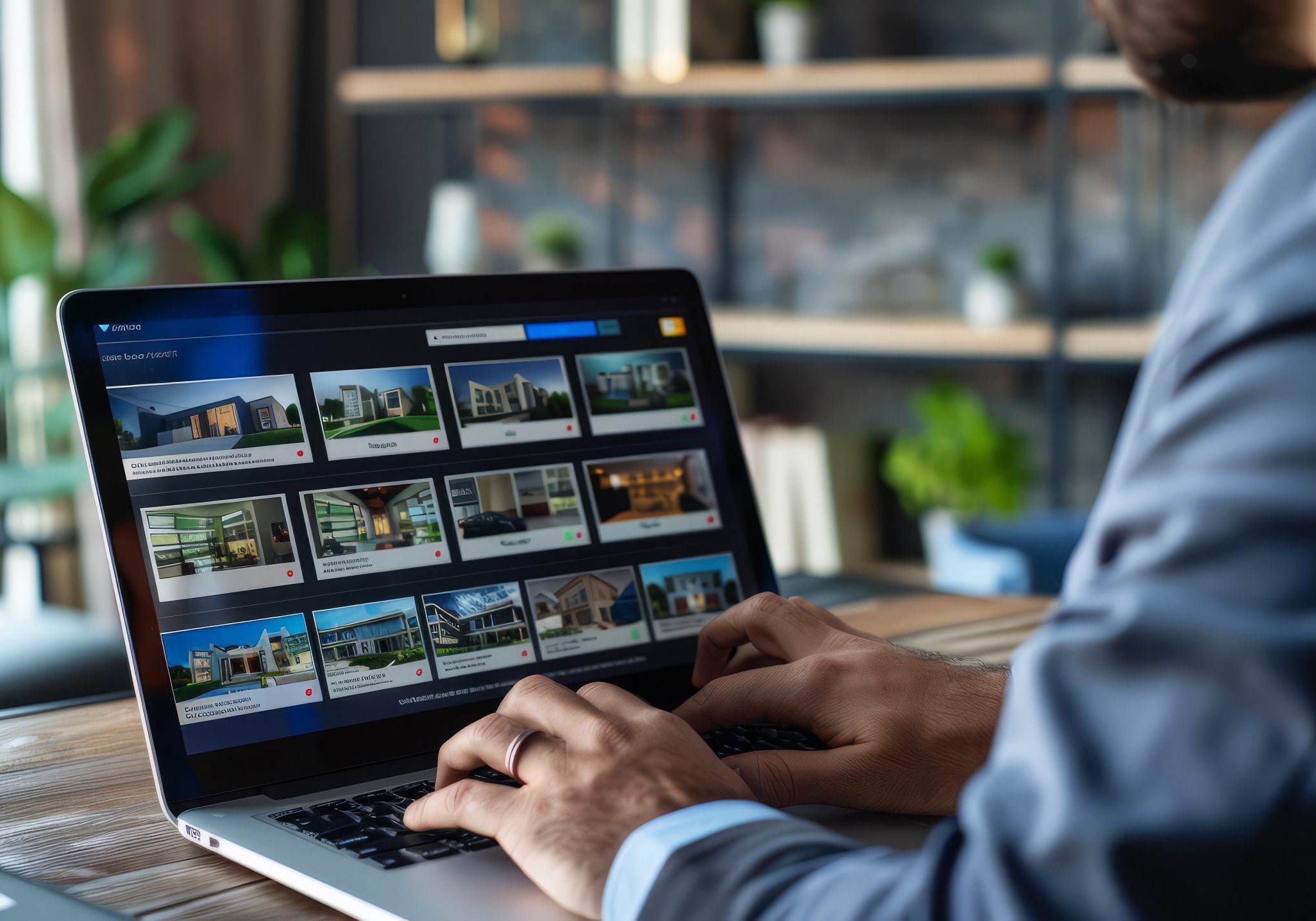 Man Browsing Real Estate Listings On Laptop